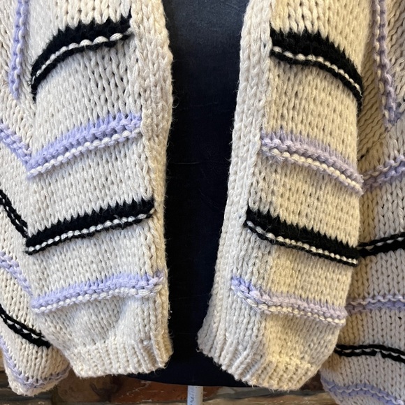 Baltic Born Cream, Lavender, and Black Striped Open Cardigan - Picture 3 of 6